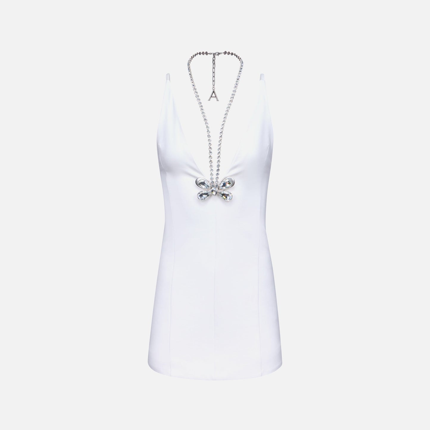 Area Crystal Butterfly Mini Dress - White