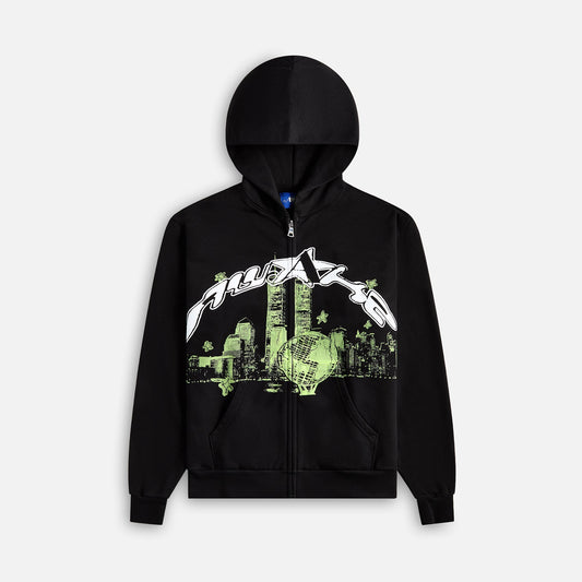Awake NY Skyline Zip Up Hoodie - Washed Black