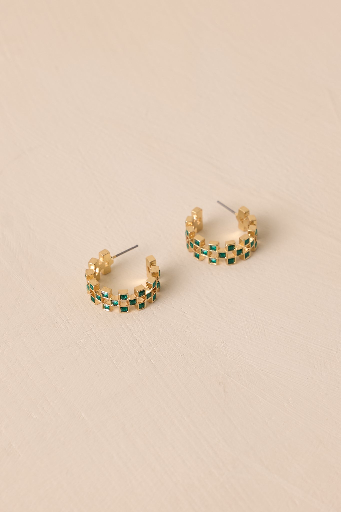 Anything For You Green Rhinestone Hoop Earrings