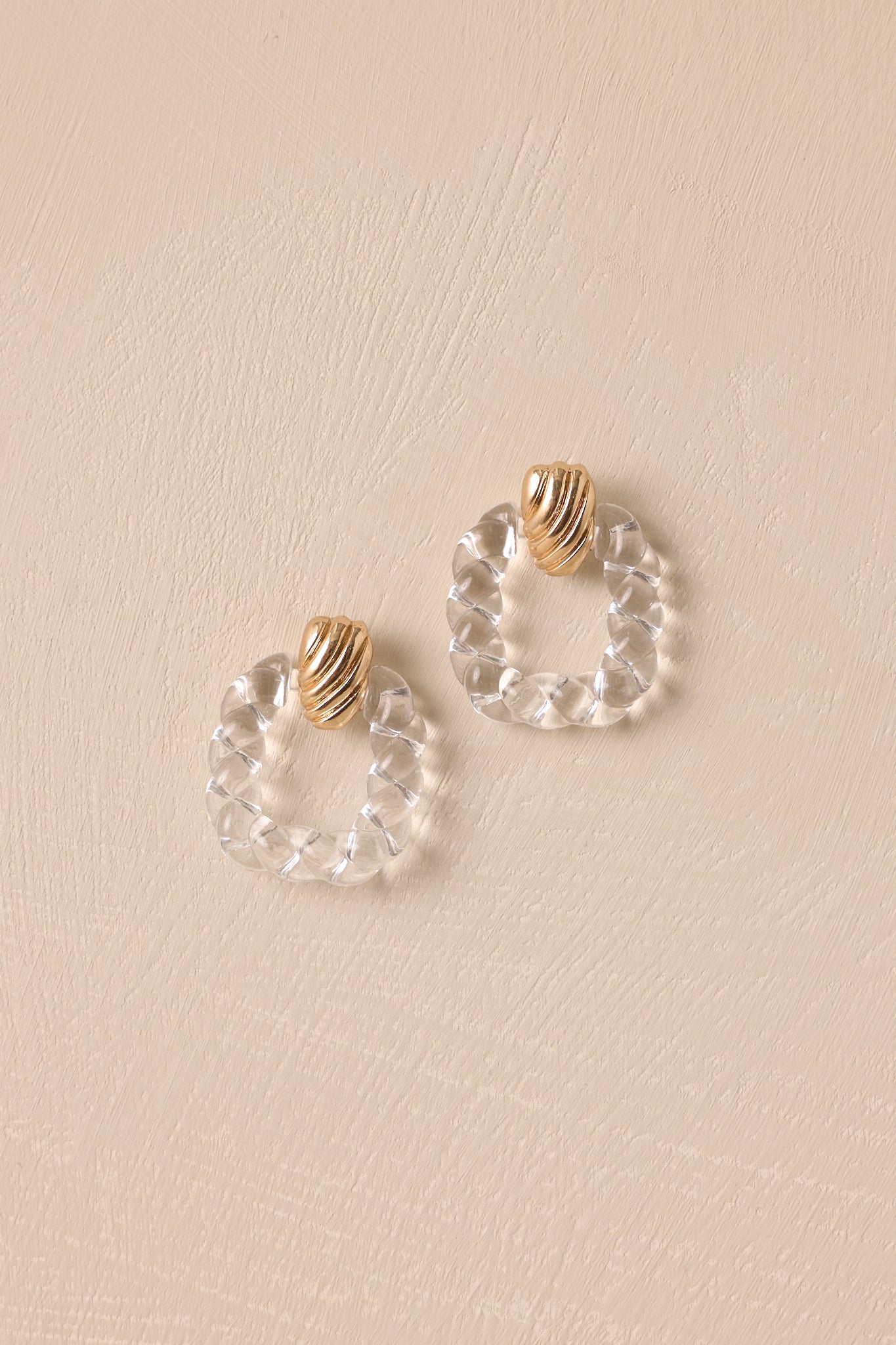 Radiant Halo Clear Gold Square Earrings