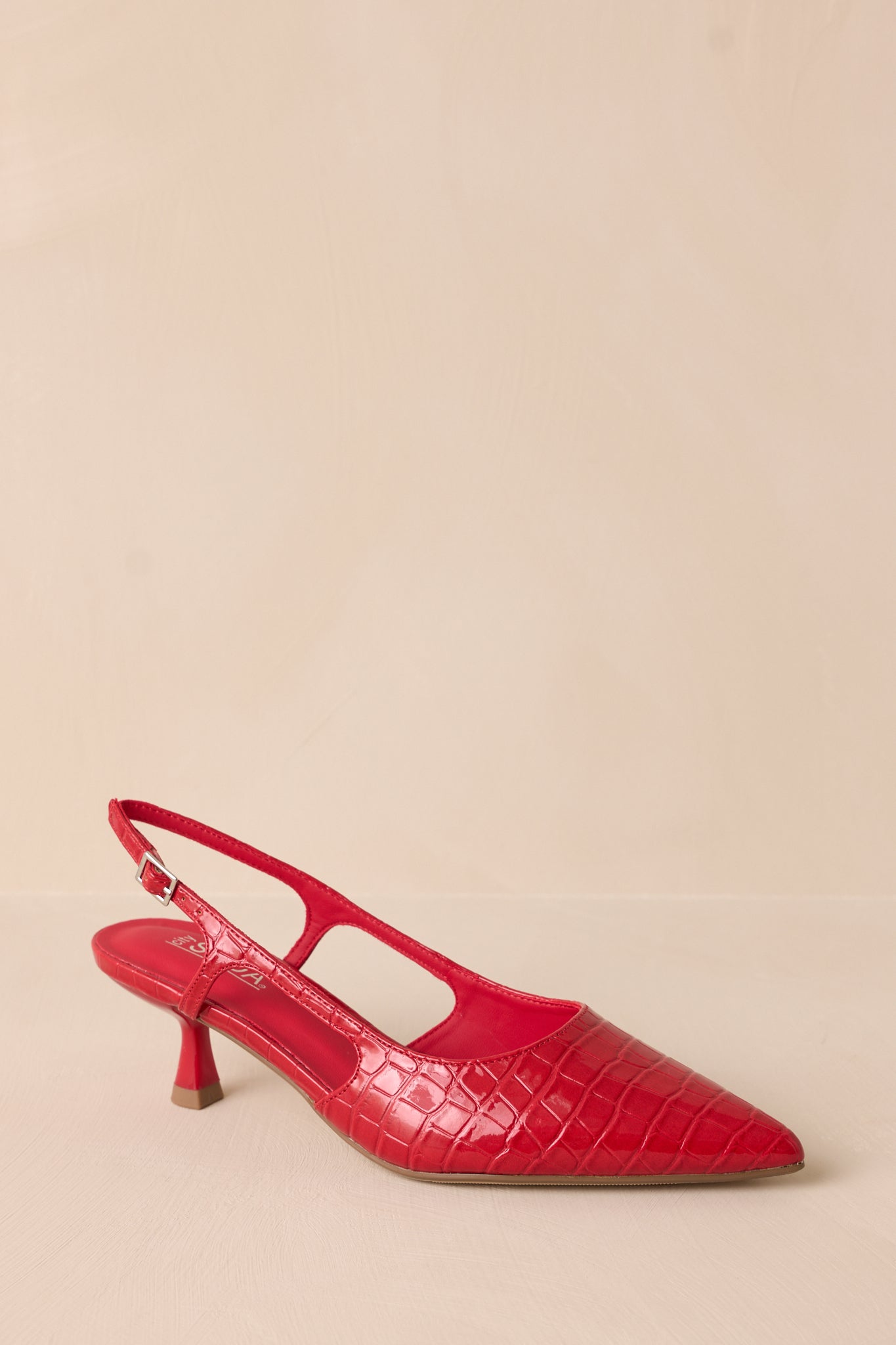 Fiercely Stunned Scarlet Red Slingback Kitten Heels