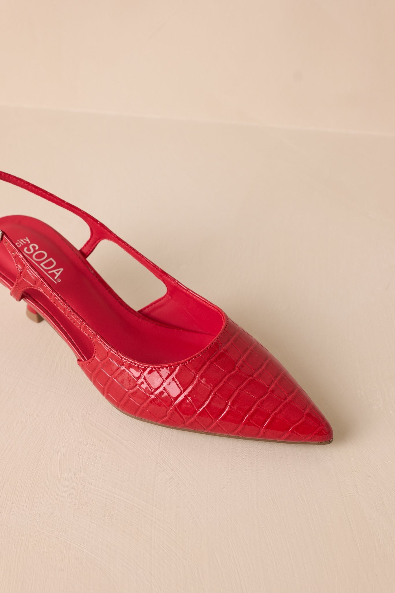 Fiercely Stunned Scarlet Red Slingback Kitten Heels