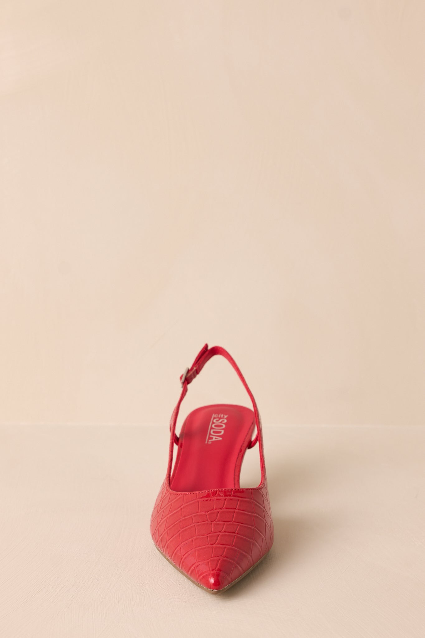 Fiercely Stunned Scarlet Red Slingback Kitten Heels