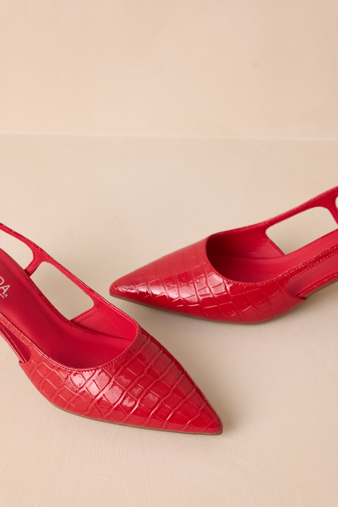 Fiercely Stunned Scarlet Red Slingback Kitten Heels