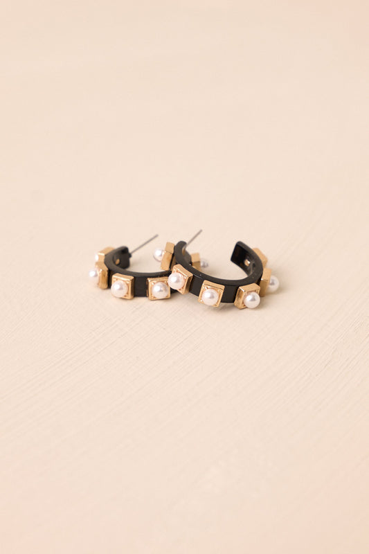 Lunar Symphony Black & Gold Incomplete Hoop Earrings