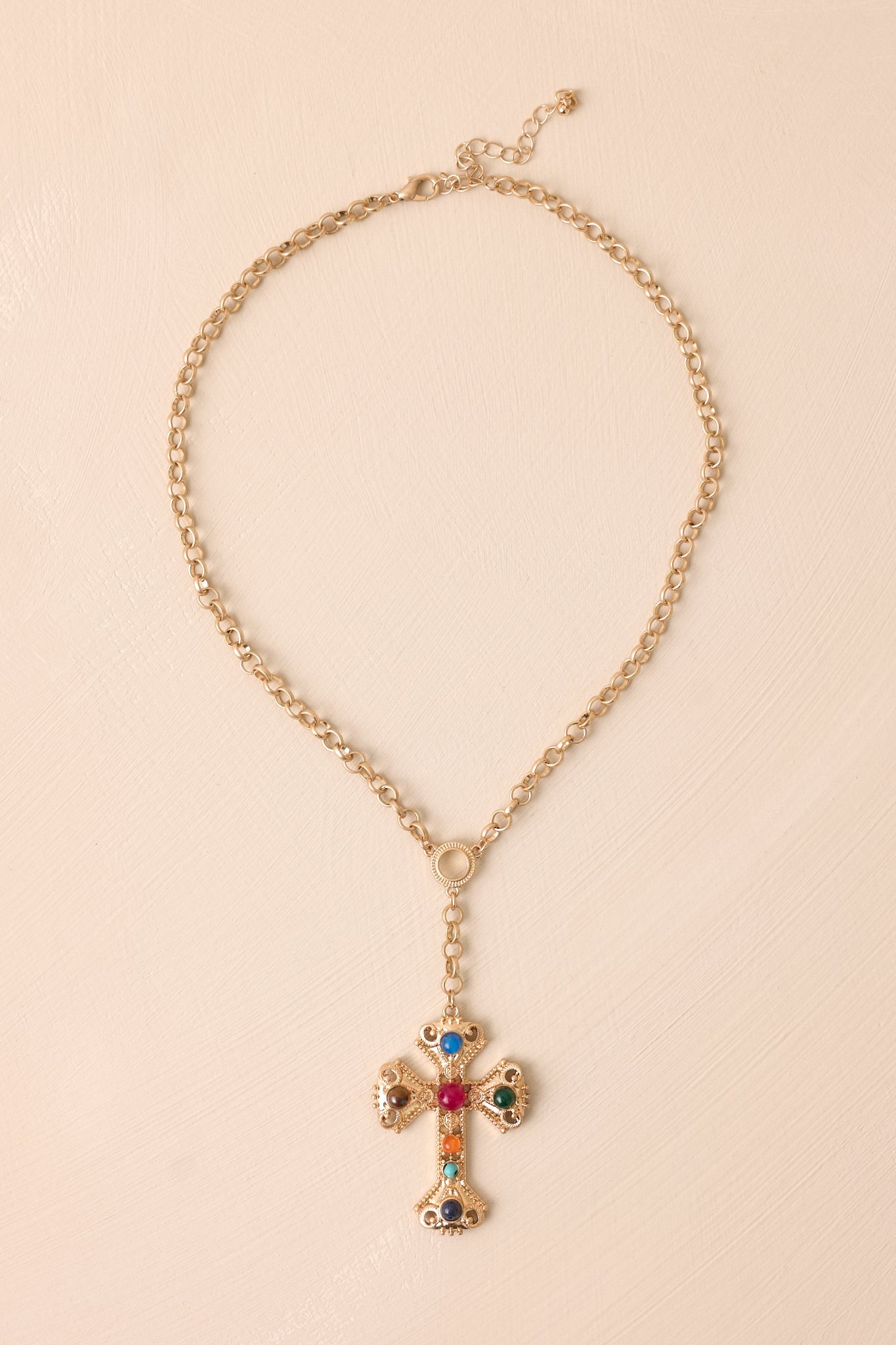 So Many Memories Gold & Multi Pearl Cross Necklace