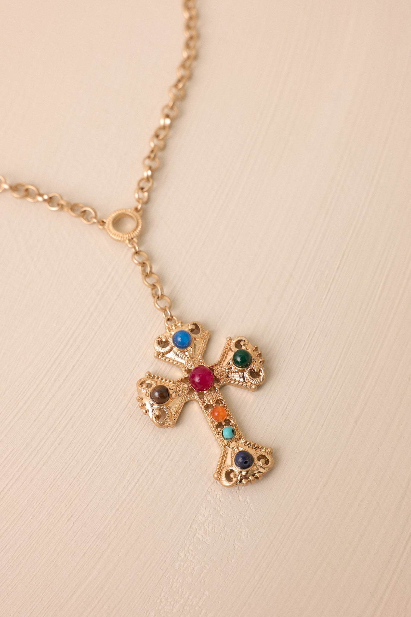 So Many Memories Gold & Multi Pearl Cross Necklace