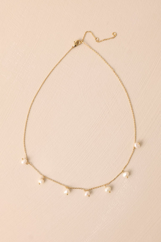 Astral Bloom Gold & Ivory Pearl Chain Necklace