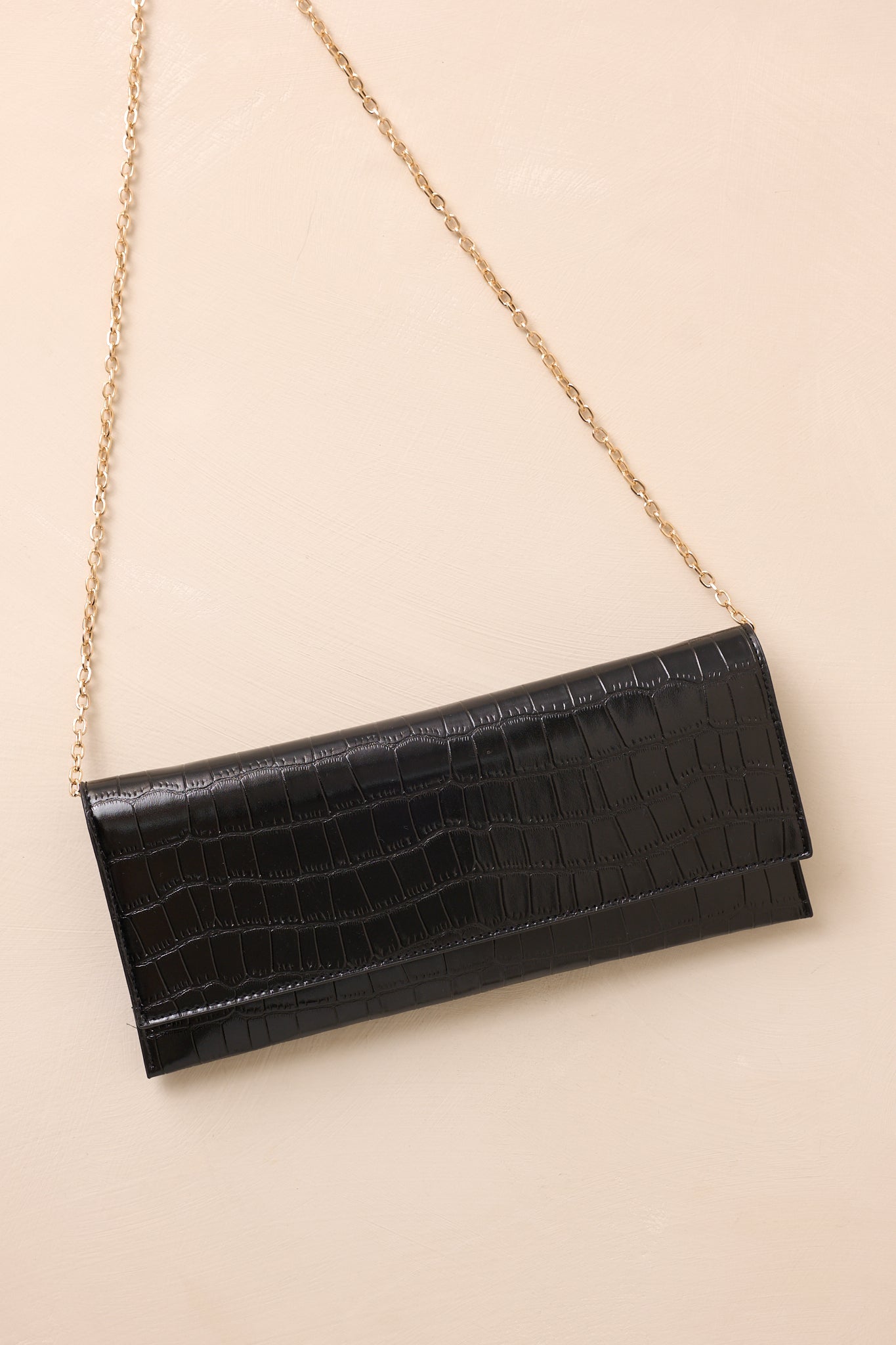 Spirit of Euphoria Black Faux Croc Clutch