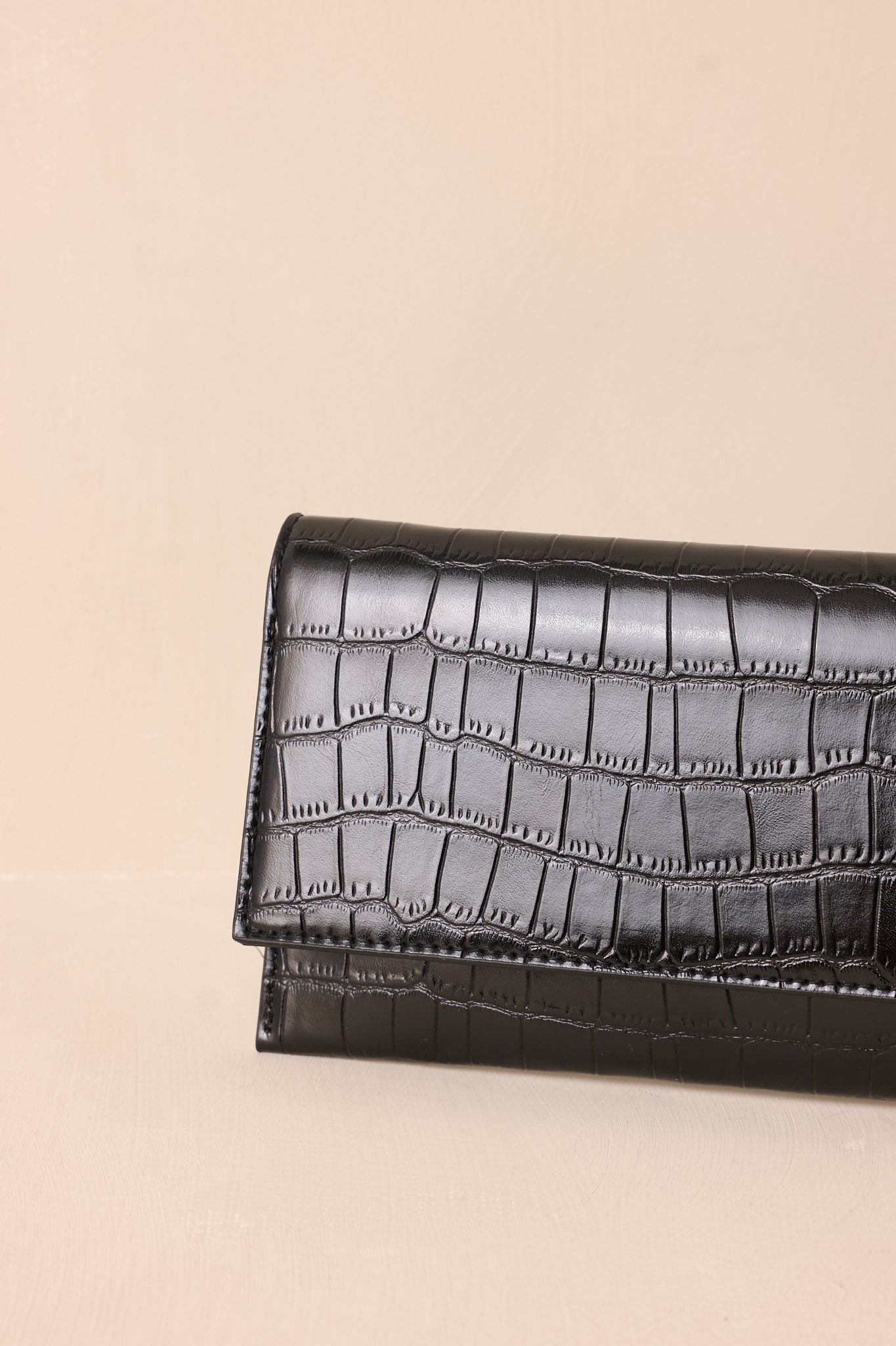 Spirit of Euphoria Black Faux Croc Clutch