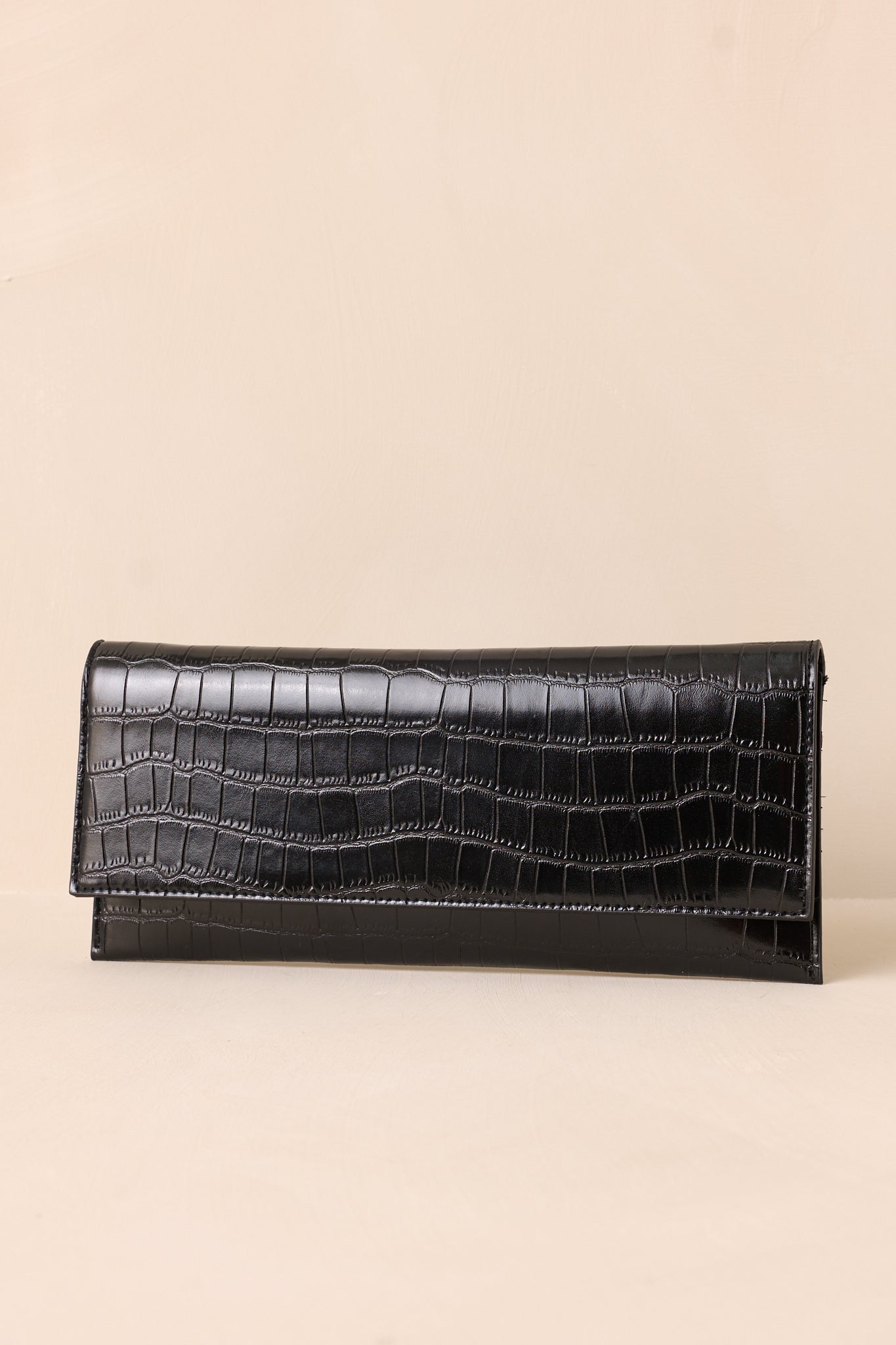 Spirit of Euphoria Black Faux Croc Clutch