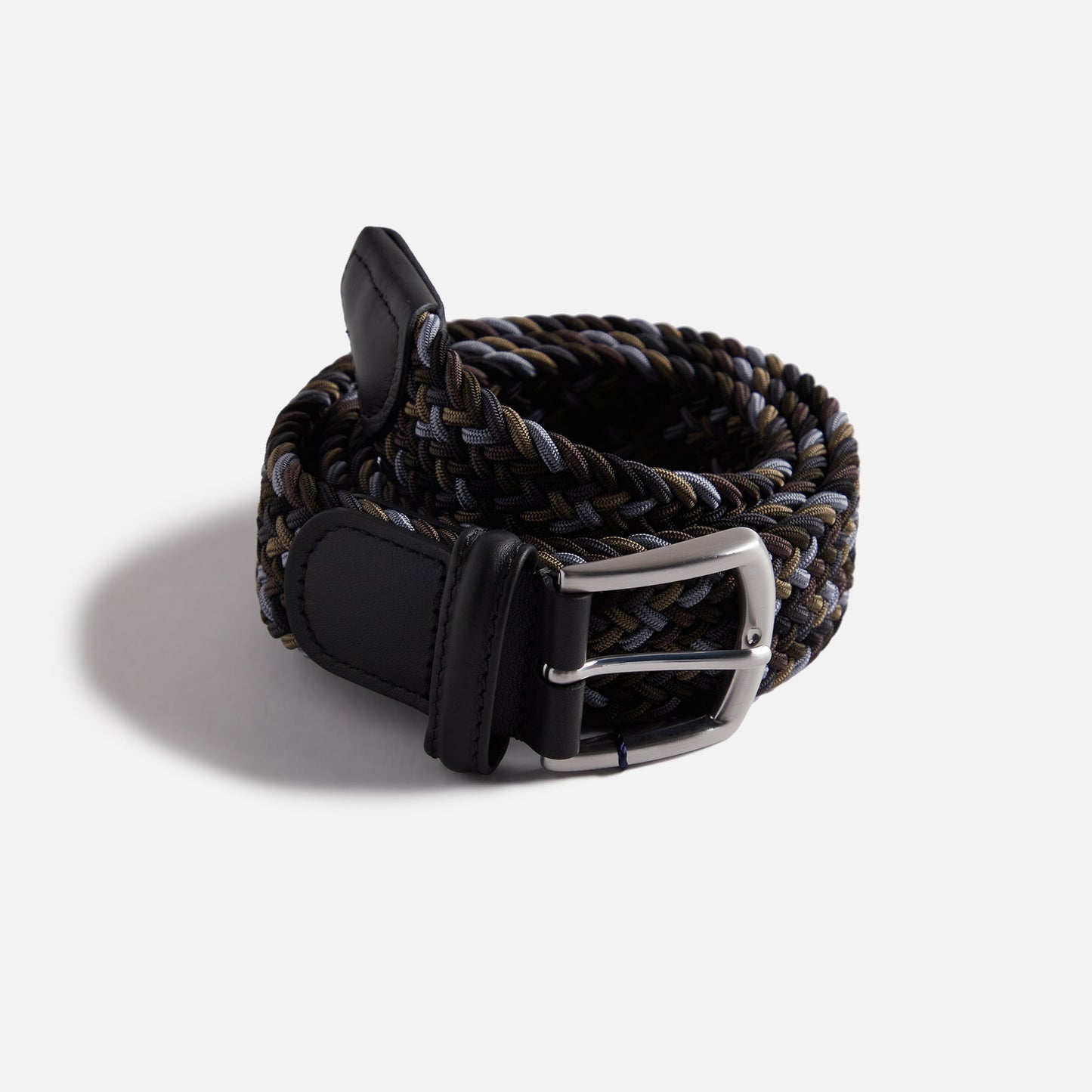 Anderson's Woven Leather Belt - Grey / Tan / Brown