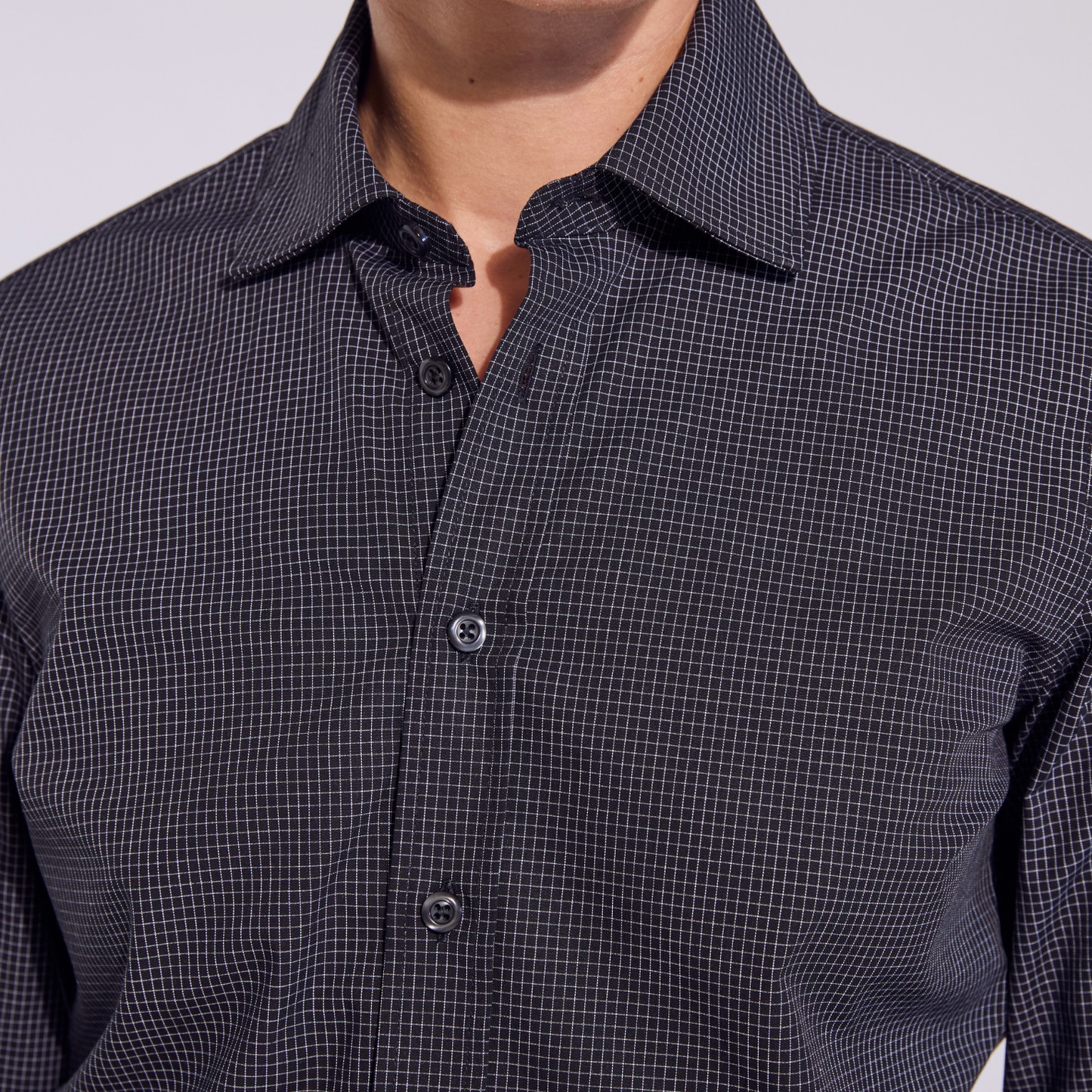 Frankie Black Mini Grid Classic Dress Shirt
