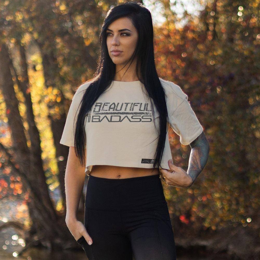 Women's Beautiful Badass Cropped T-Shirt- Natural