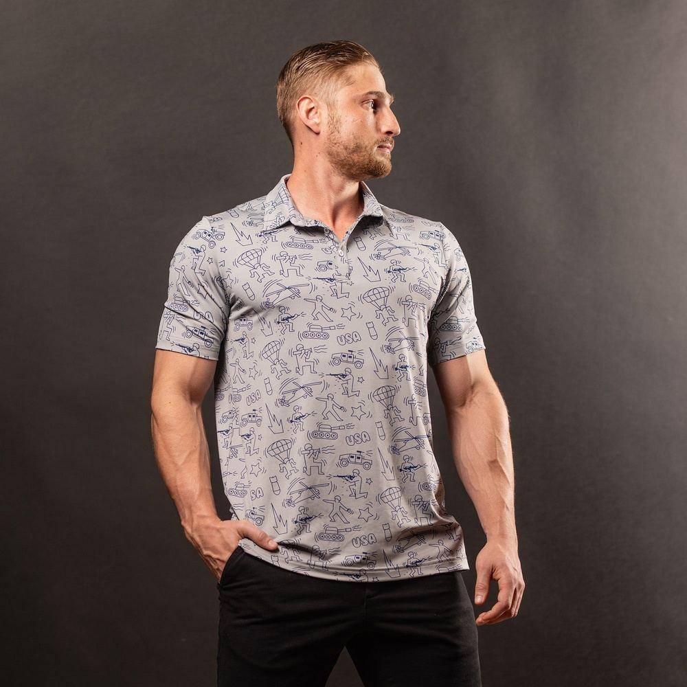 Men's Polo - Military Pop Art