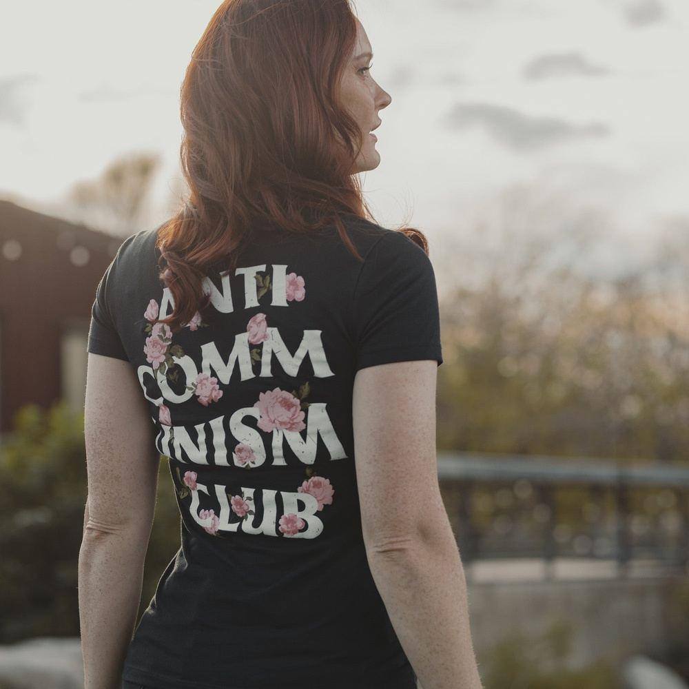 Women's Anti-Commie Club V-Neck - Black