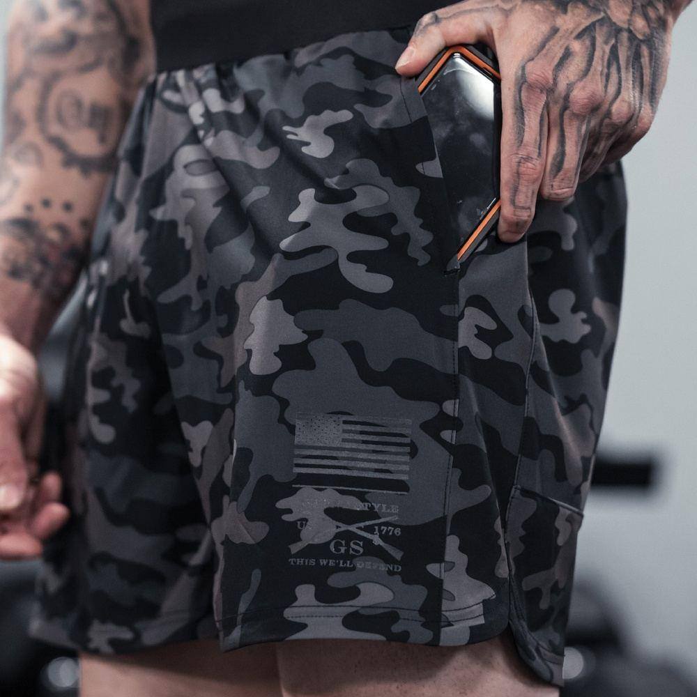 Men's Training Shorts - Black Camo