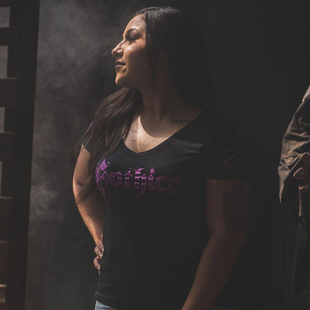 Women's Gothicc V-Neck T-Shirt - Black