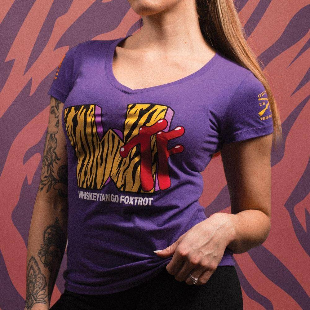 Women's WTF Television V-Neck - Purple Rush