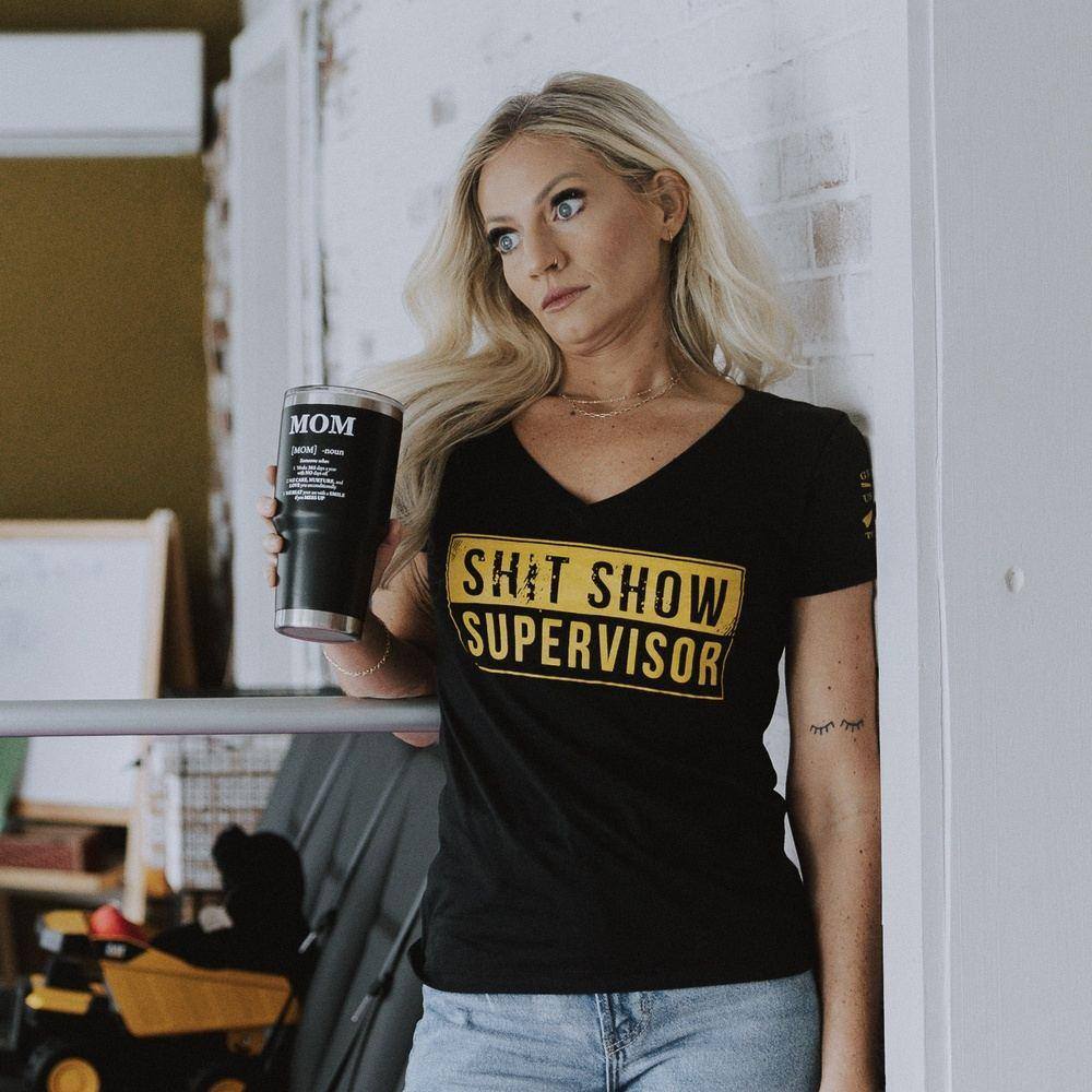 Women's Sh*t Show Supervisor V-Neck - Black