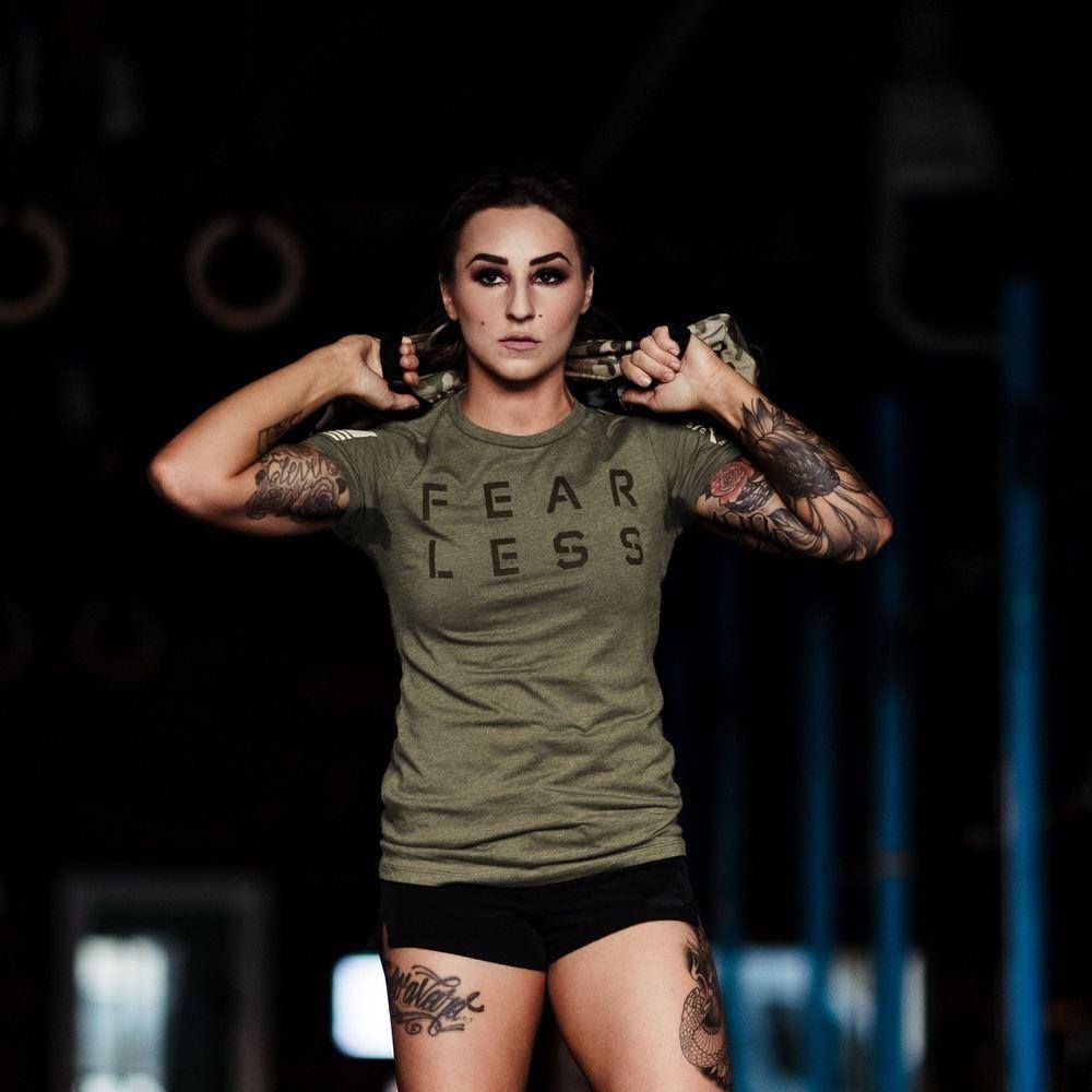 Women's Fear Less Training T-Shirt- Military Green