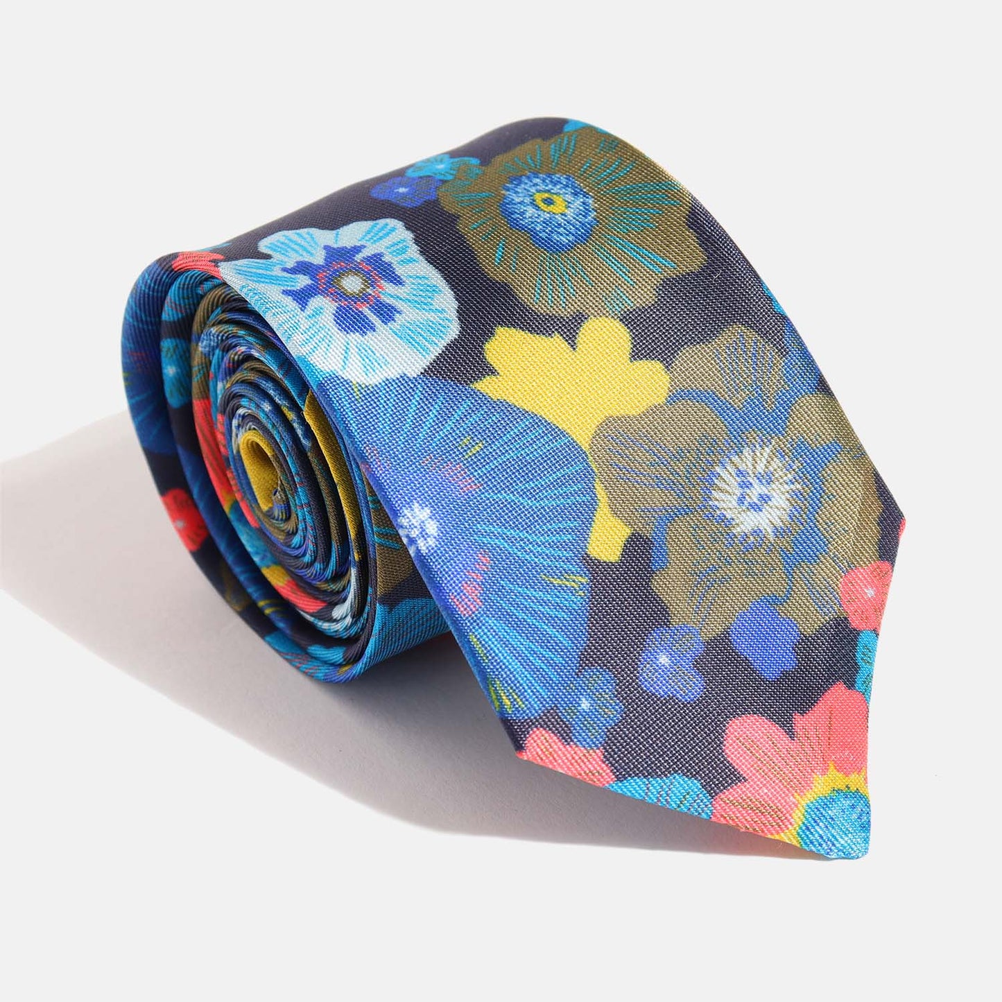 Blue Floral Print Tie