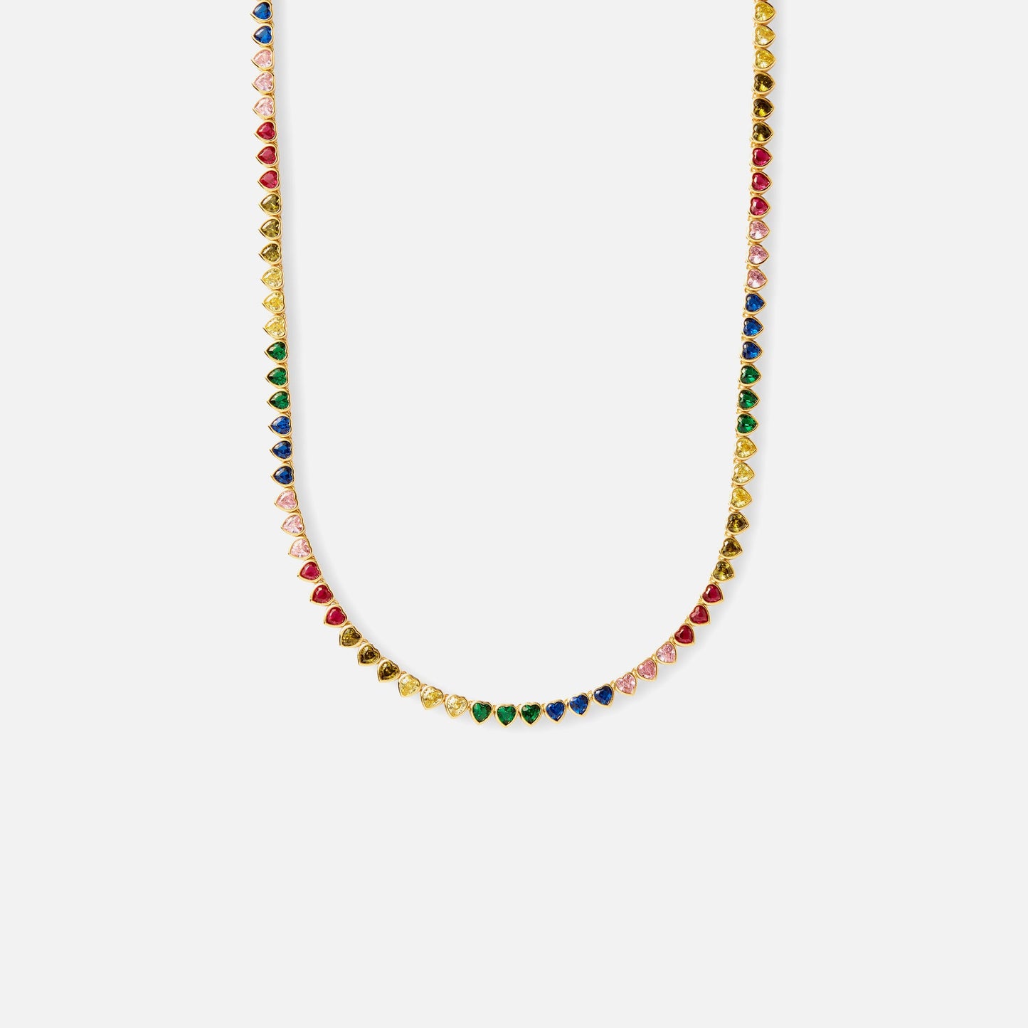 Crystal Haze Rainbow Hearts Necklace - Multi