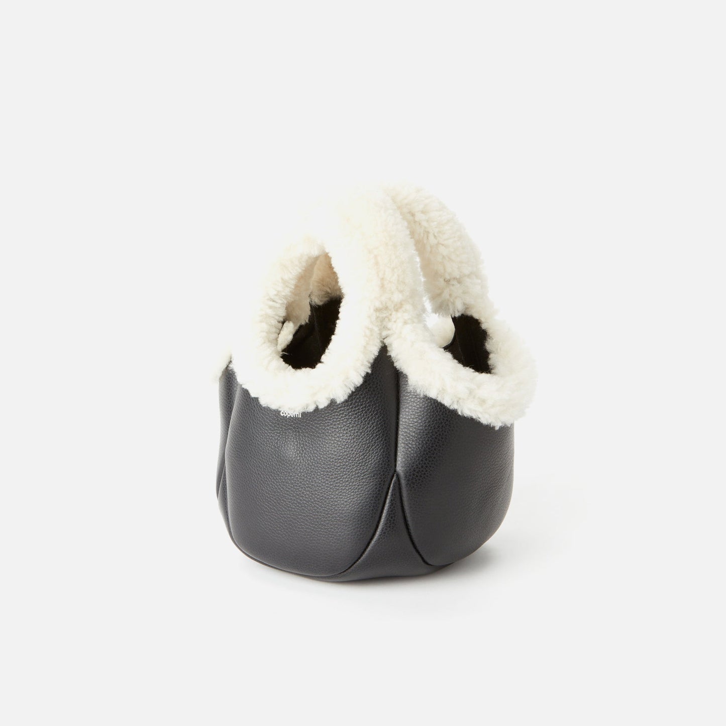 Coperni Shearling Mini Bucket Swipe Bag - Black / White