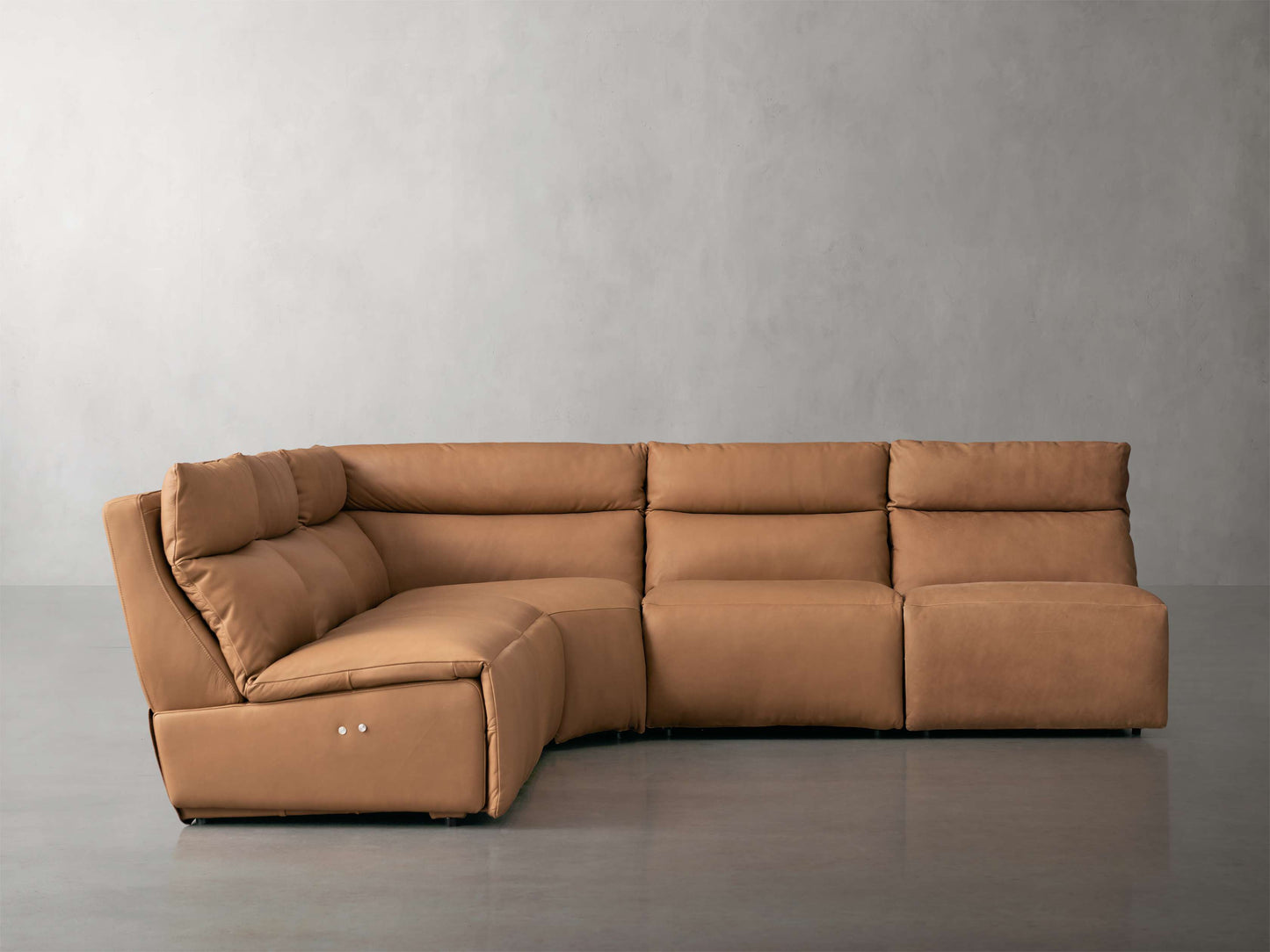 Rowland Tailored Leather Five Piece Armless Motion Corner Sectional
