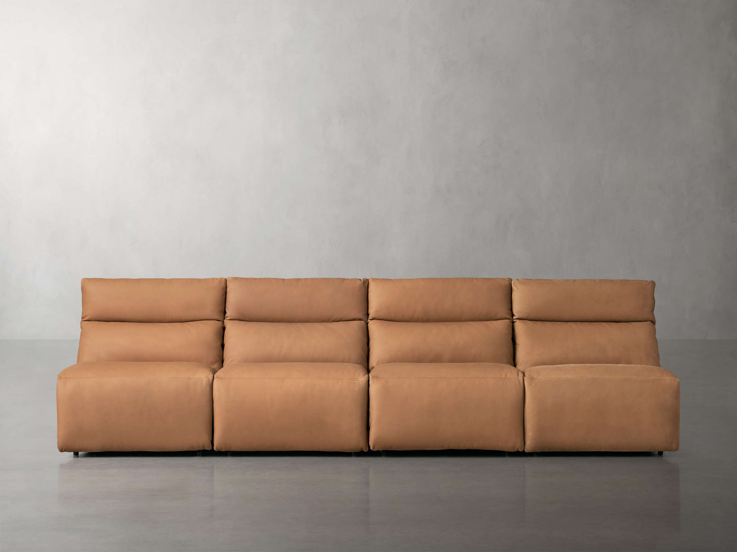 Rowland Tailored Leather Four Piece Armless Motion Modular Sofa
