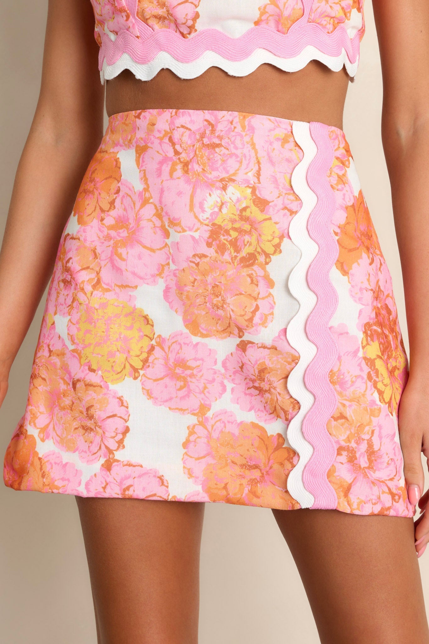 The Best Times Light Pink Floral Mini Skirt