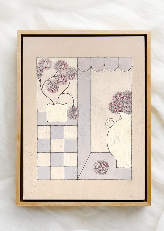 Cream Tiles & Hydrangeas No. 4 Painting