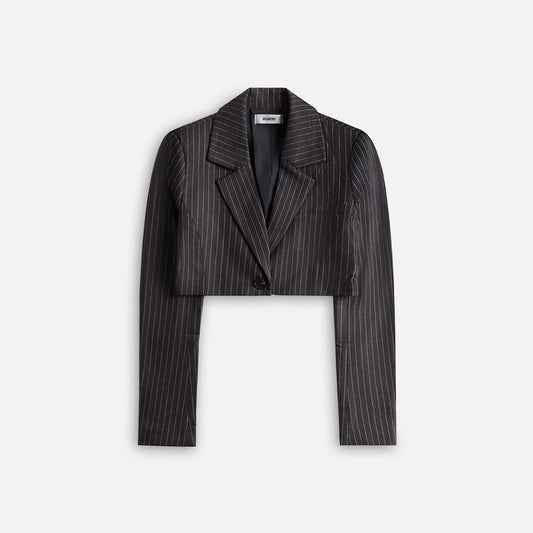 GUIZO Fei Pinstripe Cropped Blazer - Charcoal