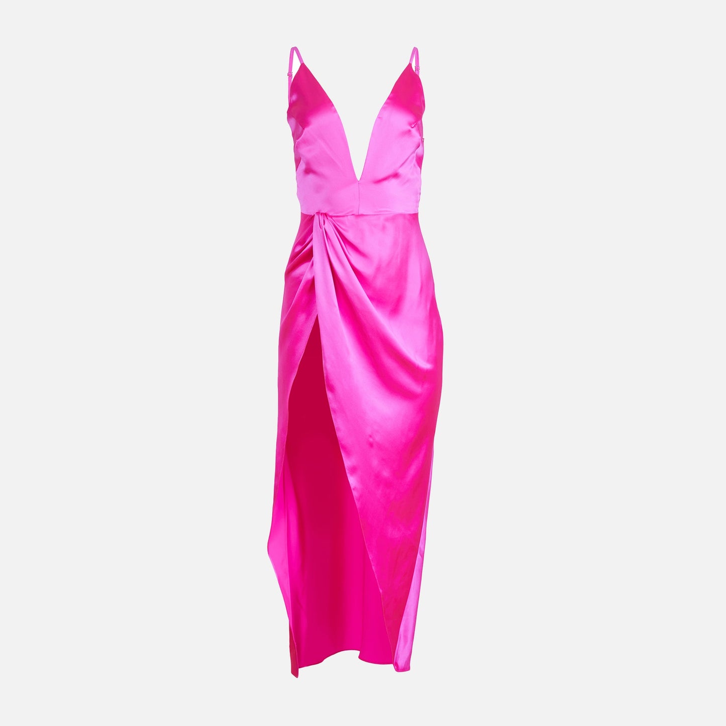 Fleur du Mal Deep Plunge High Slit Slip - Wild Pink