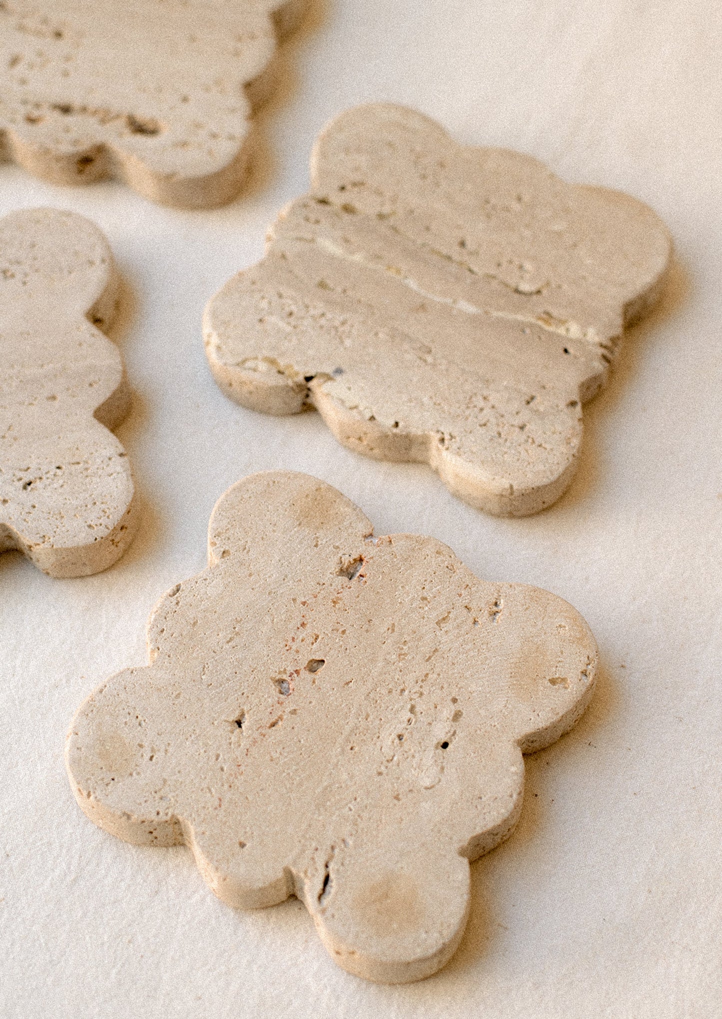 Scalloped Travertine Coaster Set