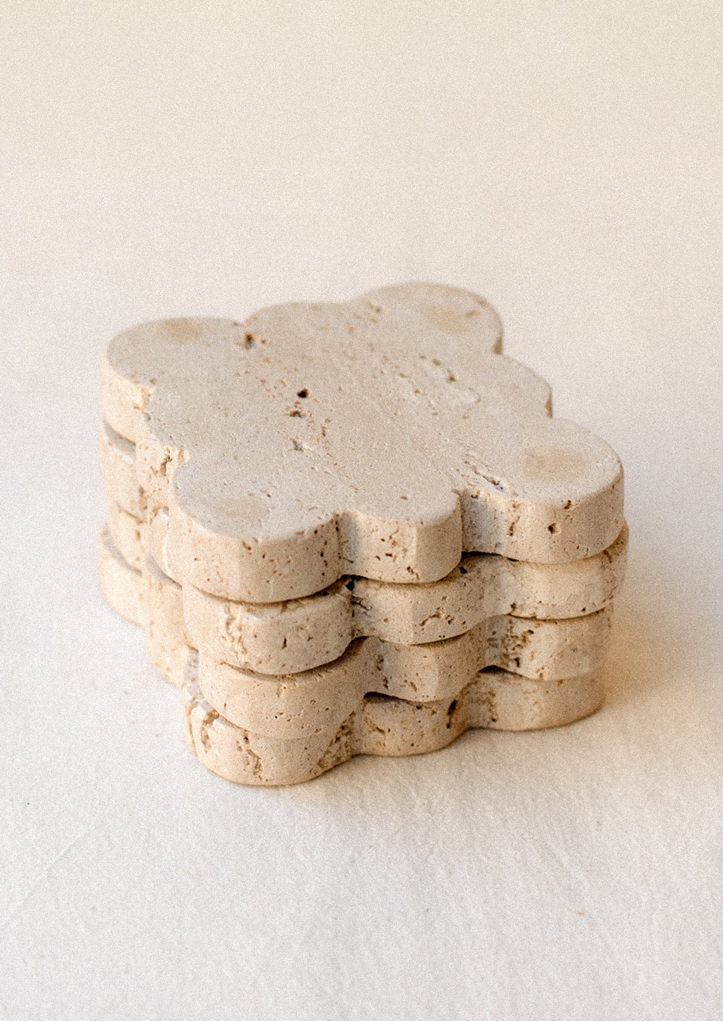 Scalloped Travertine Coaster Set