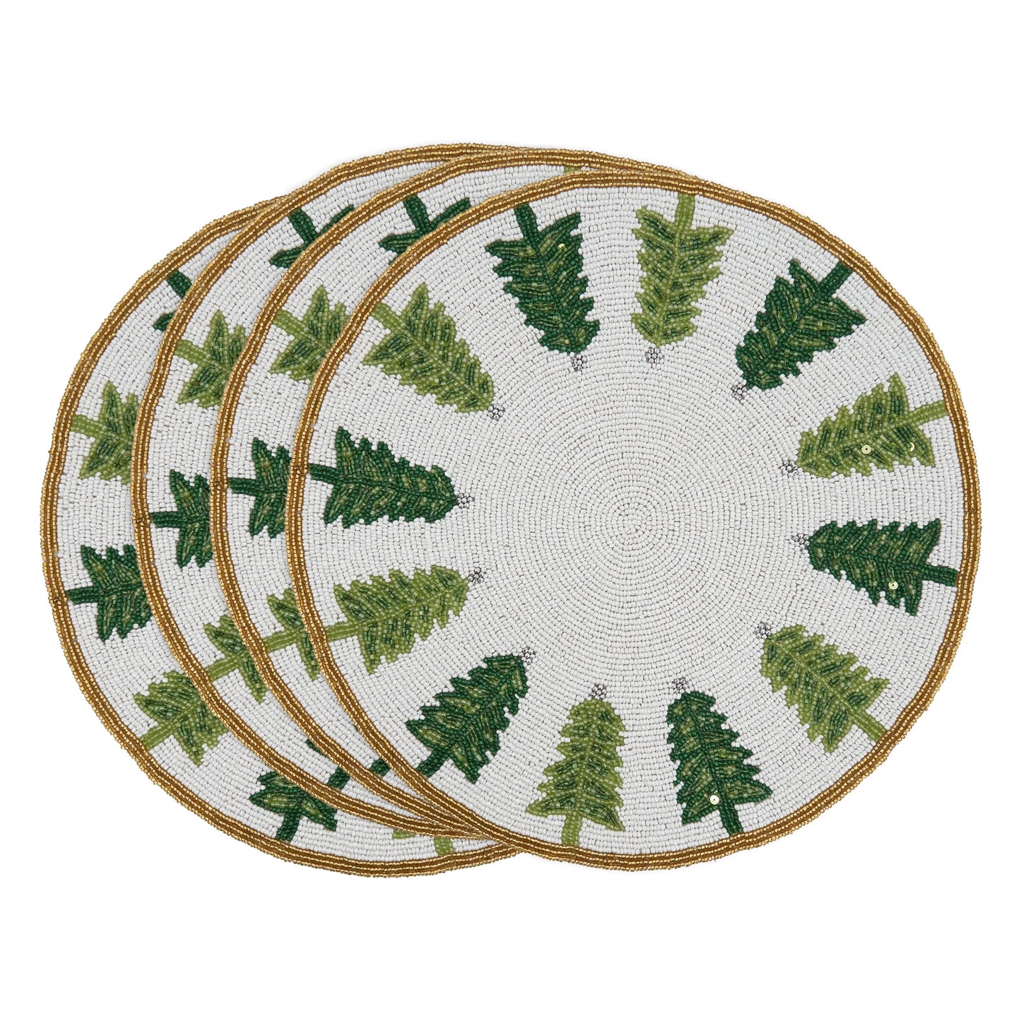 Beaded Christmas Trees Placemats, Set of 4