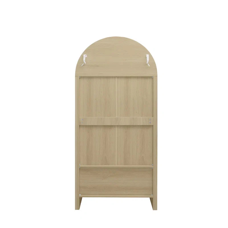 Tall Arched Display Cabinet with 2 Glass Doors and Adjustable Shelves