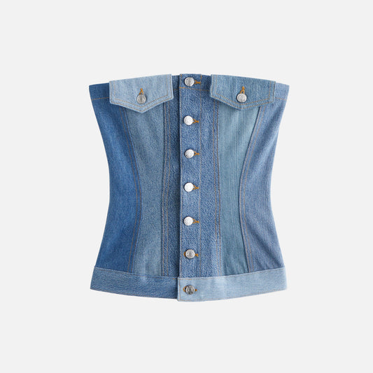 EB Denim Rosalia Upcycled Corset - Vintage Blue