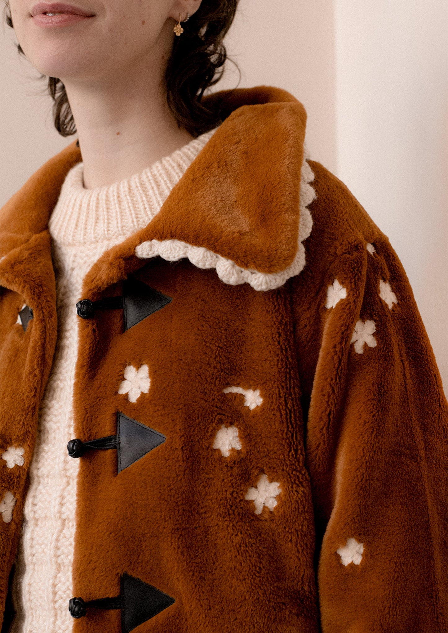 Eloise Embroidered Faux Fur Coat