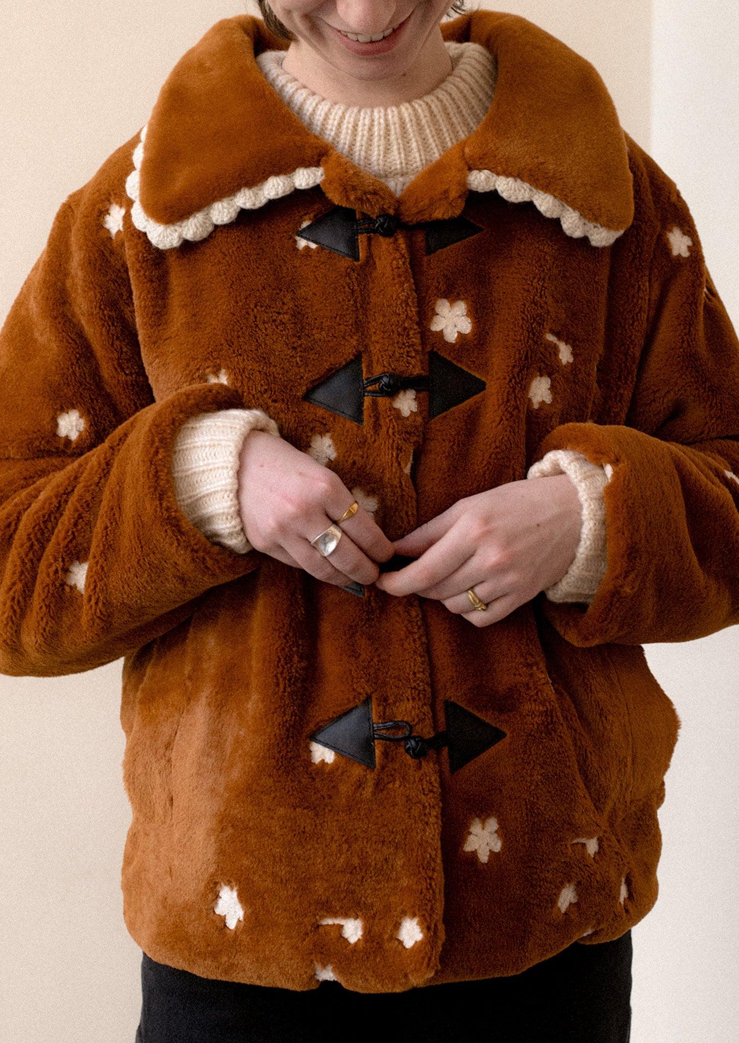 Eloise Embroidered Faux Fur Coat