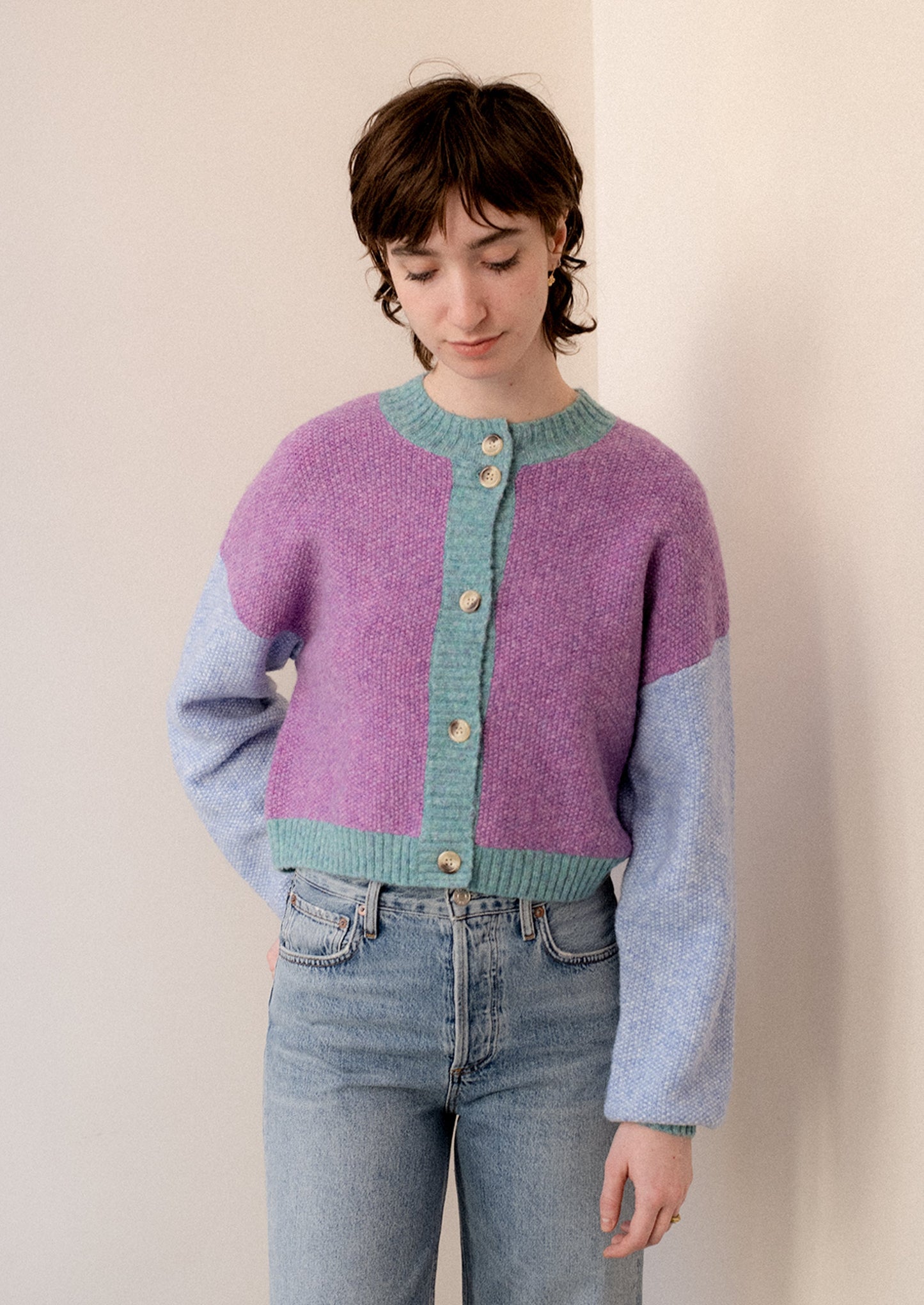 Color Mixed Cardigan Sweater