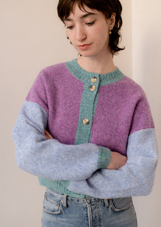 Color Mixed Cardigan Sweater