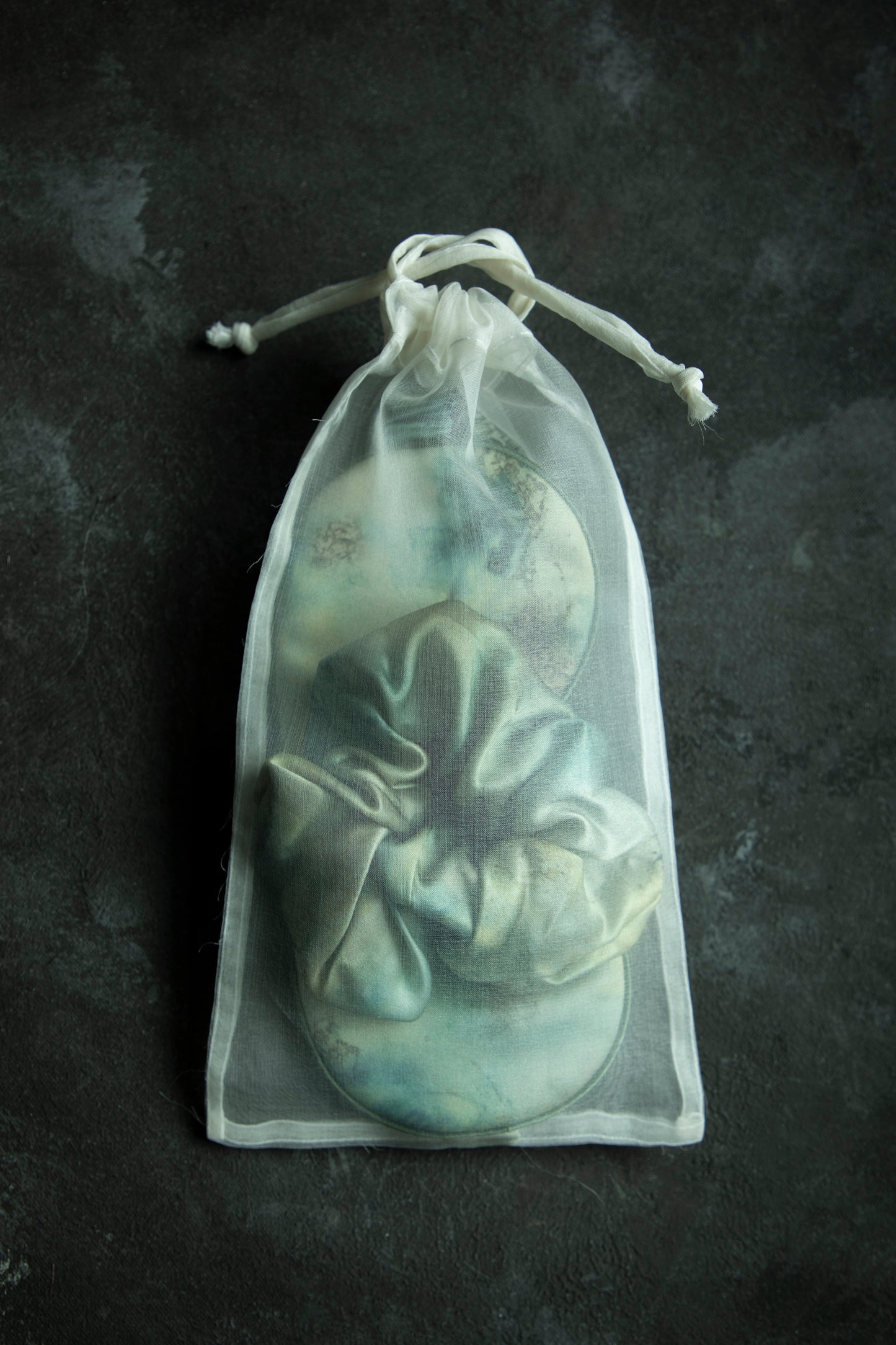 Botanical Print • Silk Sleep Eye Mask + Hair Scrunchie Set / Seascape