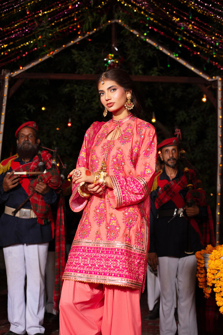 Three Piece Embroidered Cotton Silk Shirt with Poly Chiffon Dupatta