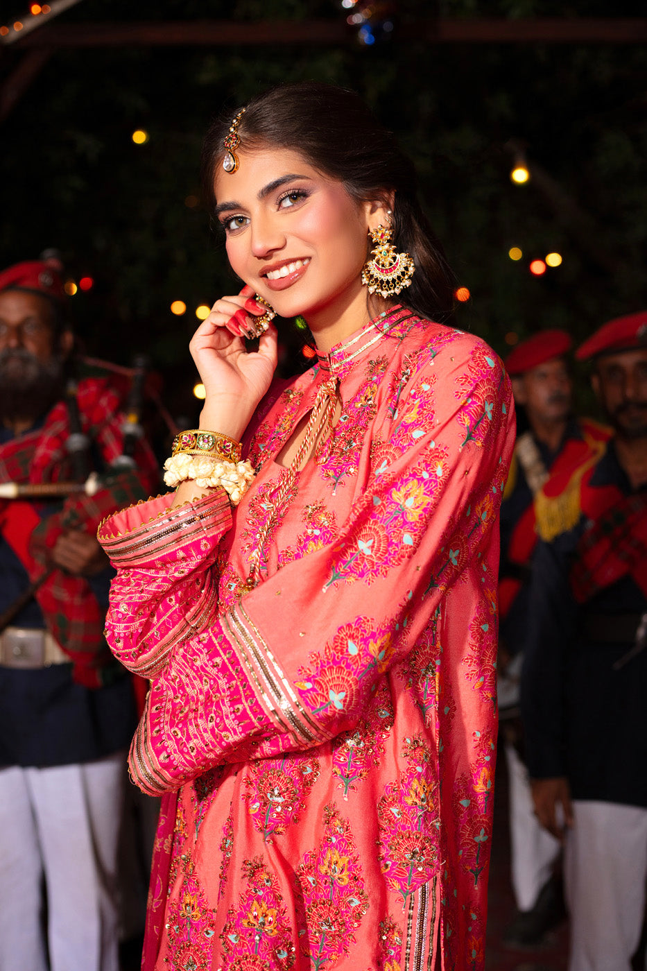 Three Piece Embroidered Cotton Silk Shirt with Poly Chiffon Dupatta