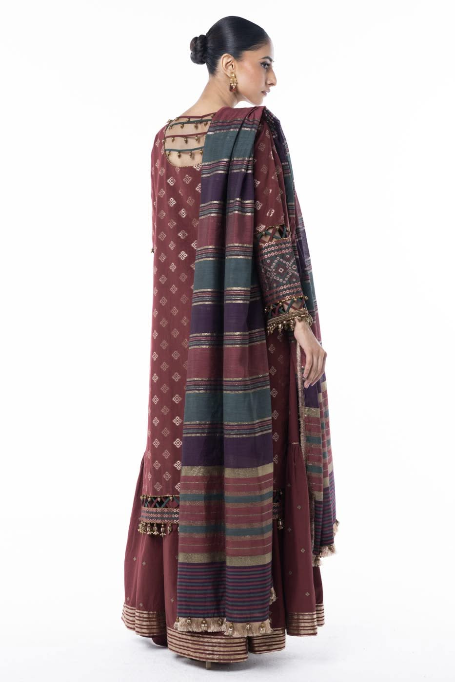 Three Piece Embroidered Jacquard Shirt with Yarn Dyed Dupatta