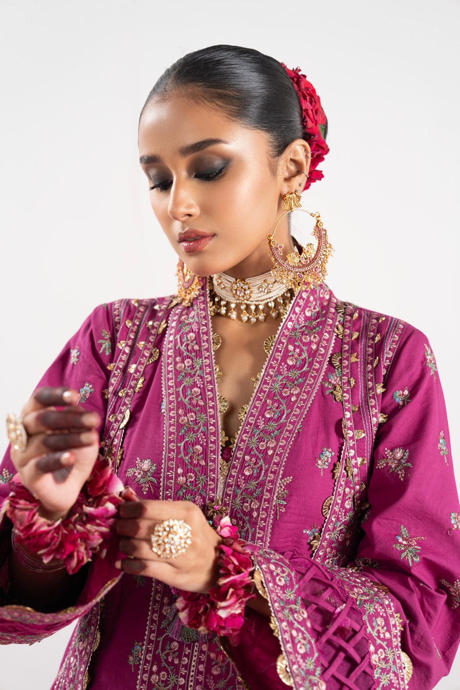 Embroidered Cambric Shirt Fabric (Sold By Per Meter)