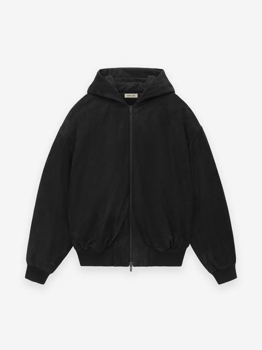 Leather Hooded Bomber
