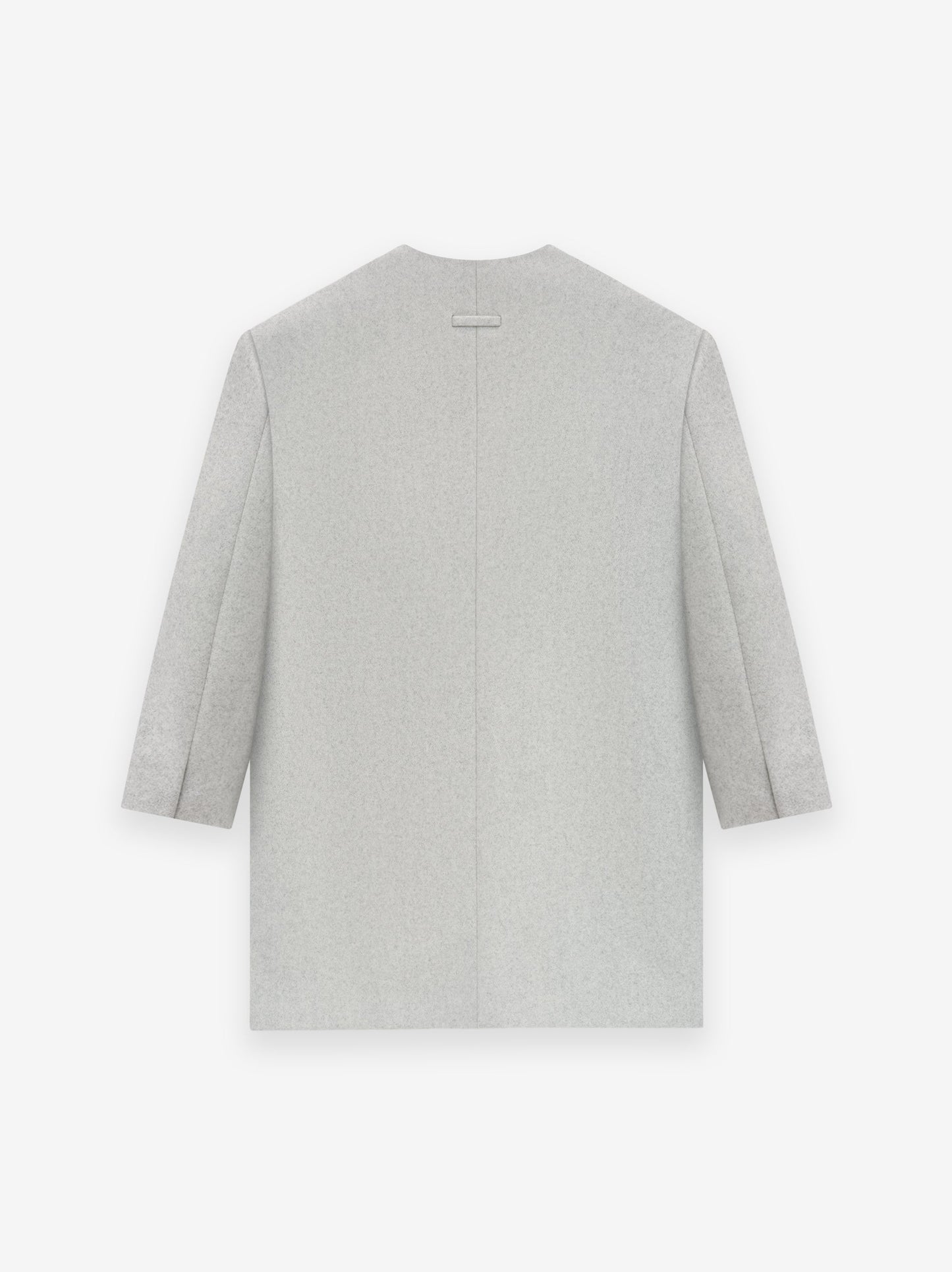 Military Wool Long Relaxed Lapelless Blazer